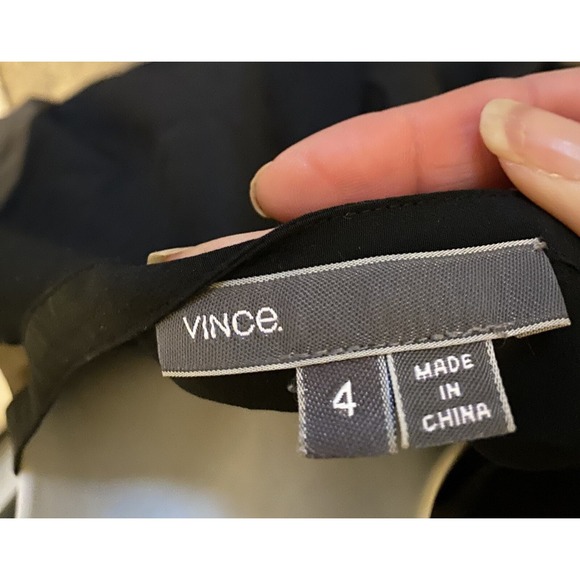 Vince Women's Button Up 100% Silk Shirt Blouse Olive Green Black Sz‎ 4 Small XS - Picture 4 of 4